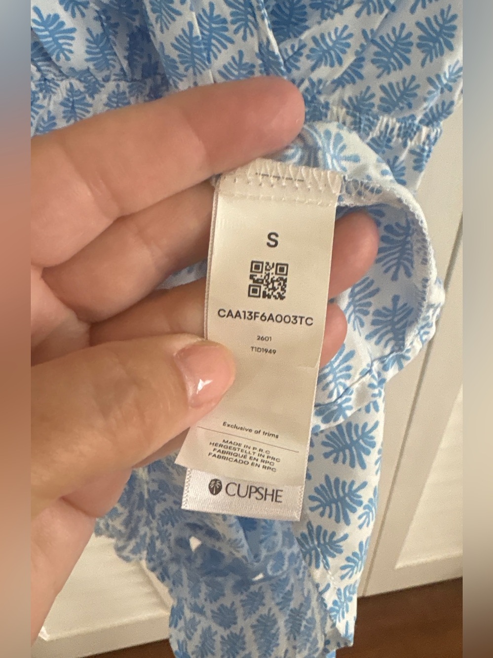 Cupshe Perspective Ornate Romper Blue and White Print Wrap Bust Shorts Romper S - Picture 8 of 15